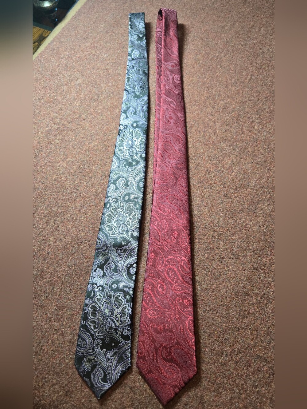 Donald Trump & Barry Wang Silk Paisley Tie Lot Purple And Burgundy